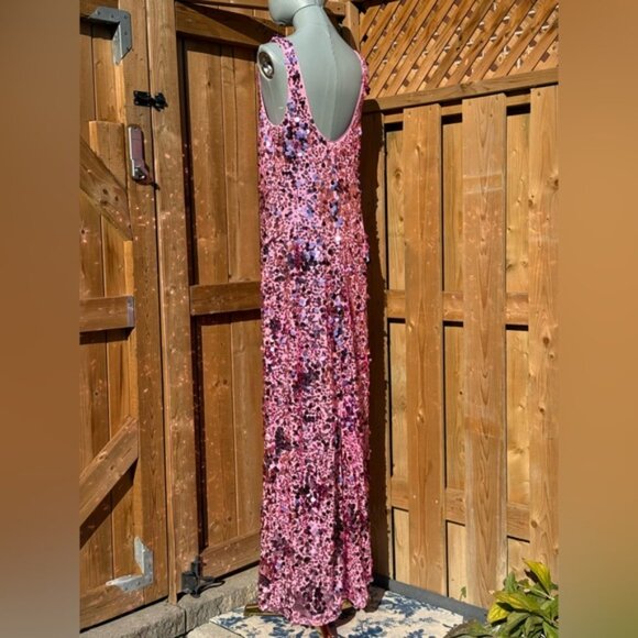 🆕 SIMKHAI 🧿 NWOT Bex Sequined Embellished Maxi Dress, Sorbet Pink - Sz US 12 - Picture 7 of 16